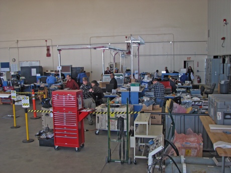 scientists working in Dryden hangar 