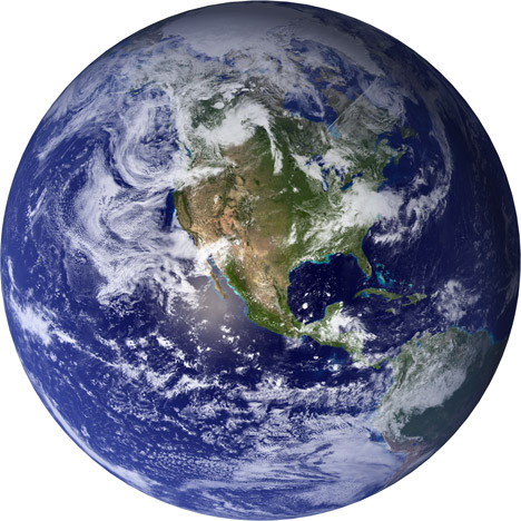 The Blue Marble image, a composite of MODIS and SeaWiFS satellite data.