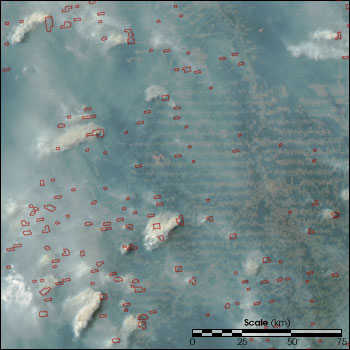 Satellite Image of Fires in the Mato Grosso Region, Brazil