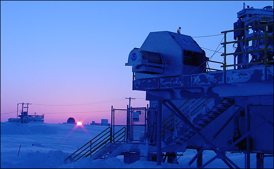 Photograph of instruments monitoring atmospheric properties in Barrow, Alaska
