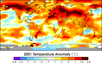 Map
of Temperature Anomalies, 2001
