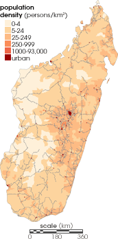 Map of Madagascar population