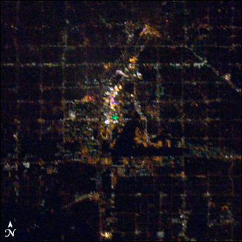 Las Vegas strip at night, from the International Space Station.