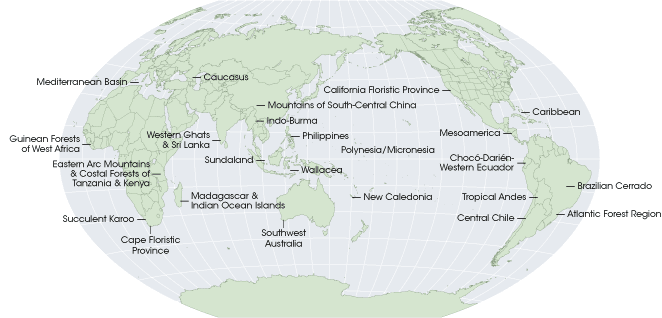 Map of Biodiversity Hotspots
