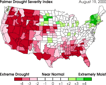 Palmer Drought Index, August 19, 2000