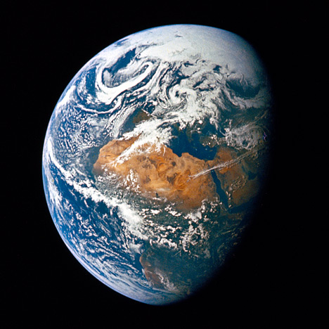 Photograph of Earth, including Africa and southern Europe, from Apollo 10.