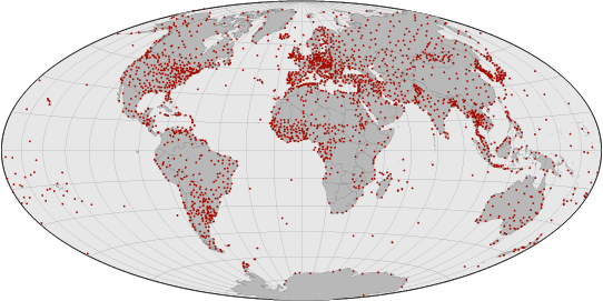 Global map of weather stations