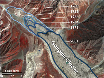 Retreat of the Gangotri Glacier
