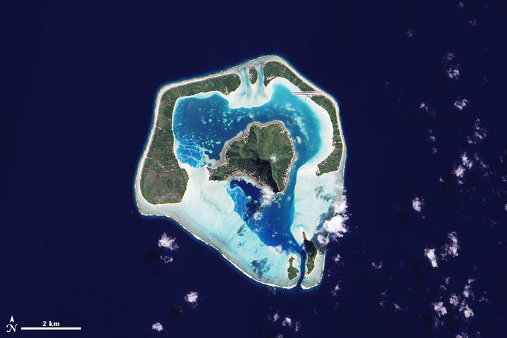 Satellite Image of Maupiti Island, French Polynesia.