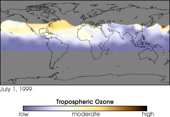 Map of Tropospheric Ozone
