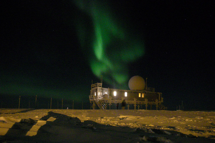 Photograph of the Northern Lights above Greenland Summit.