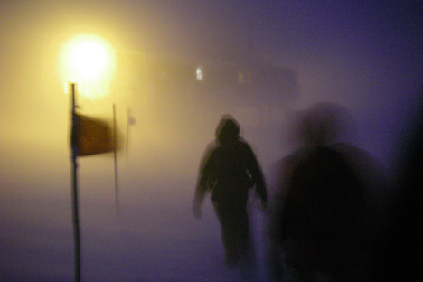 Photograph of stormy conditions during the polar night.
