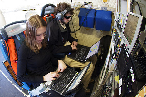 Researchers monitored instruments aboard the NASA P-3.