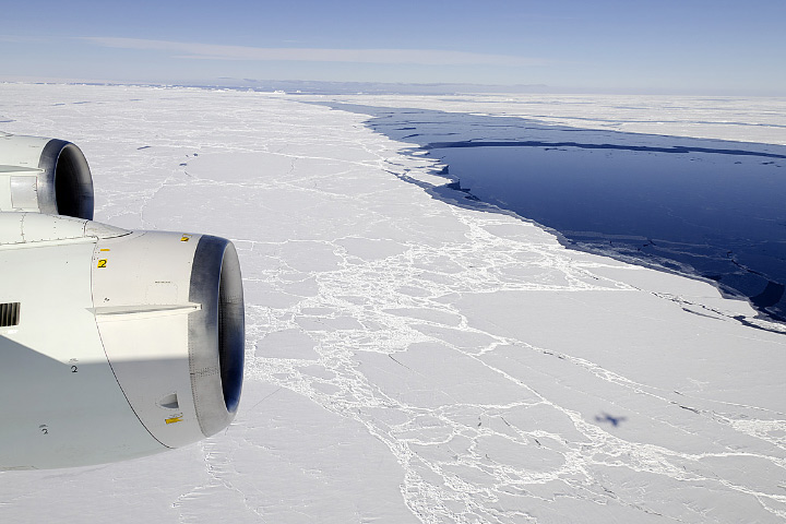 Photograph of a lead in Antarctic sea ice.