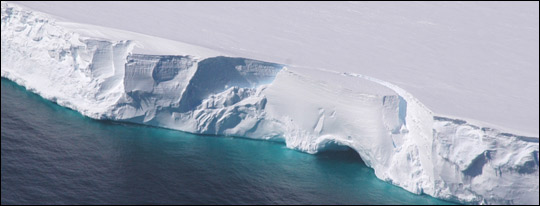Aerial photo of ice shelf