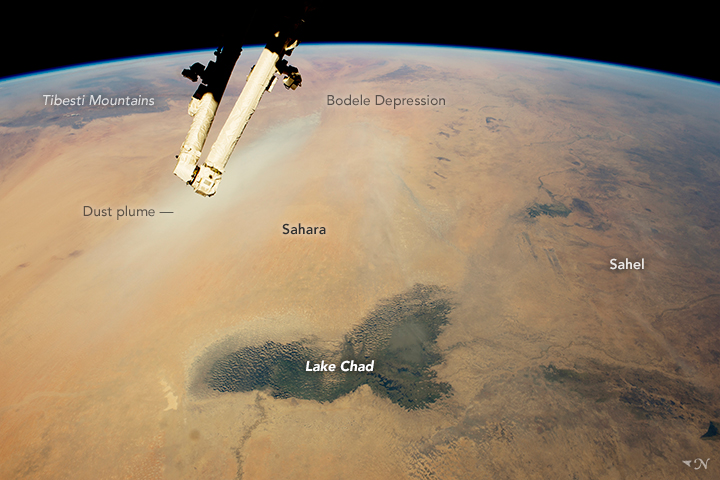 Lake Chad and the surrounding region, photographed by an astronaut aboard the International Space Station