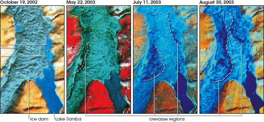 Time Series of Satellite Imagery of Lakes 
