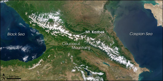 Satellite Image of the Caucasus Mountains