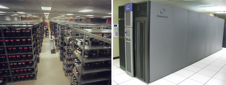 The Landsat archive in 1975 was stored on tape rolls. Today it is stored in electronic silos.