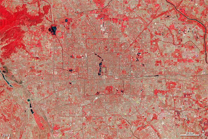 Beijing seen by Landsat 5 in 2011.