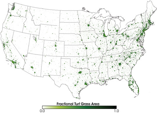 Map of U.S. fractional turf area