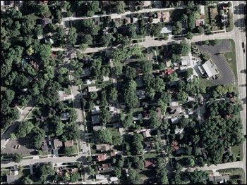 Aerial image of residential Chicago