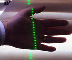 EARRL laser points scanned across Wayne Wright's hand