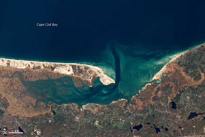 Satellite image of Sandy Neck, Cape Cod.