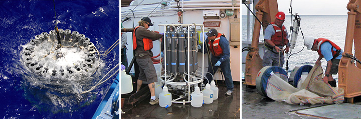 Photograph of in situ phytoplankton sampling methods.