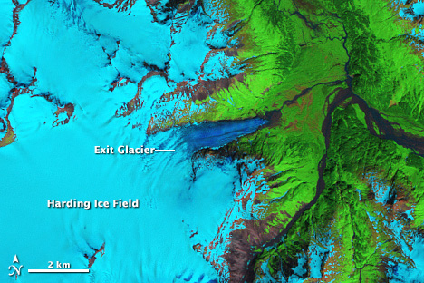 Landsat 5 image of Exit Glacier, 1986.