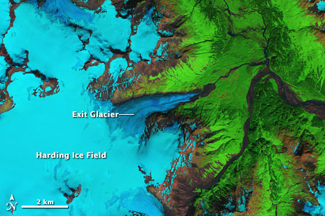 Landsat 5 image of Exit Glacier, 2009.