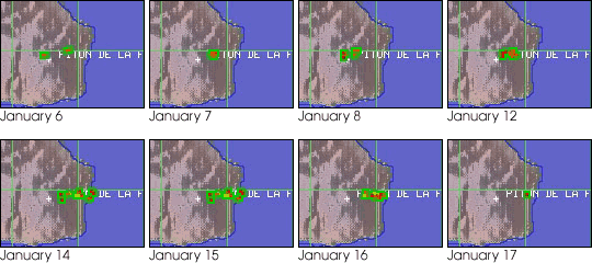 Series 
of Images Showing Eruption Location