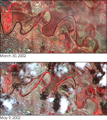 Satellite Images from March 30 and May 9, 2002