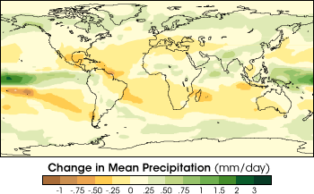 Map of modelled precipitation change for the years 2071-2100