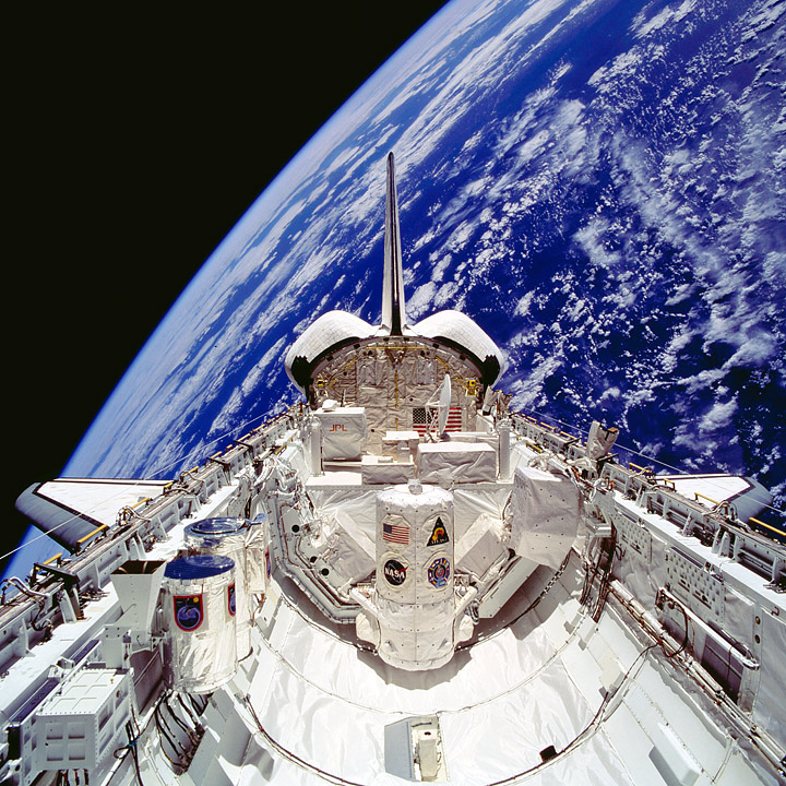 Photograph of the payload bay of STS-66.