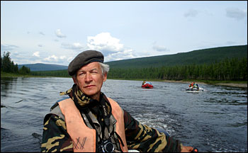 Slava Kharuk in boat