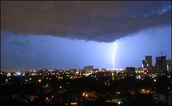 Photograph of a thunderstorm over Miami, Florida
