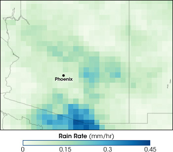 Map of rainfall around Phoenix, Arizona