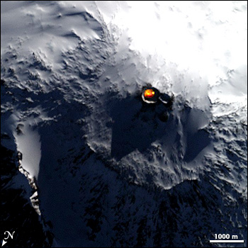Visible and Thermal-infrared Satellite Image Composite of Mt. Erebus