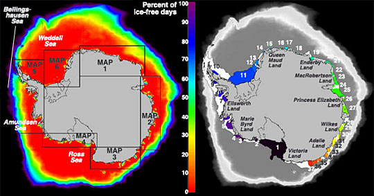 Antarctica maps showing polynya locations