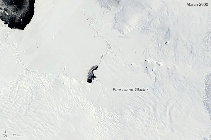 Animation of Pine Island Glacier change from 2000 to 2019.
