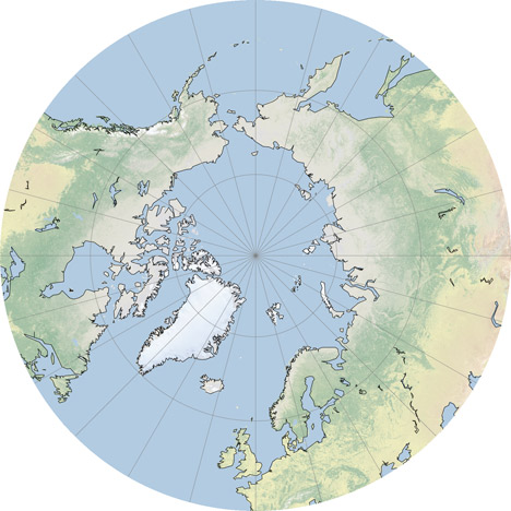 North Pole, stereographic projection.