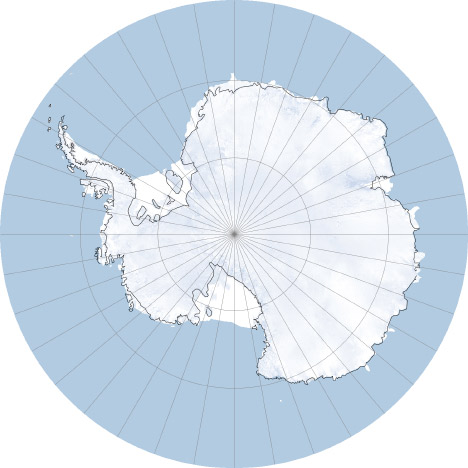 South Pole, stereographic projection.