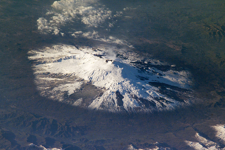 Photograph of Mount Etna from the International Space Station.
