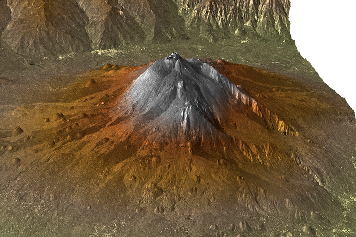 3D topographic image of Mount Etna.