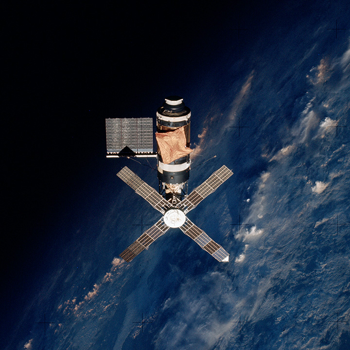 Skylab 2 above the Earth's terminator.