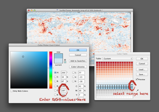 Screen shot of Adobe Photoshop's indexed color palette.