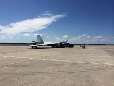 Maintenance crews and the pilots prepare for departure from MacDill Air Force base on October 15, 2015