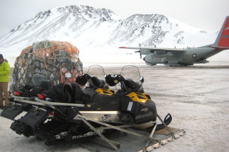 Our gear and the C-130. We were dropped off with our gear in Kulusuk by the C-130. 