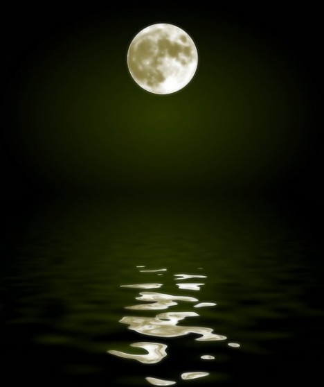 Reflection of moon off of a lake.  (From http://www.rgbstock.com/bigphoto/nHepDs6/Moon+Reflected+in+Water+3)